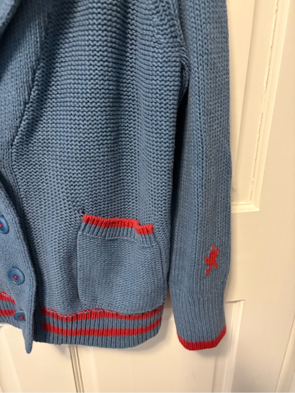 Maeve Anthropologie Lawson shawl flag blue collegiate cardigan sweater m medium - Picture 4 of 7